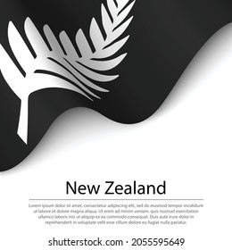 Waving Flag Of New Zealand Silver Fern On White Background. Banner Or Ribbon Vector Template 