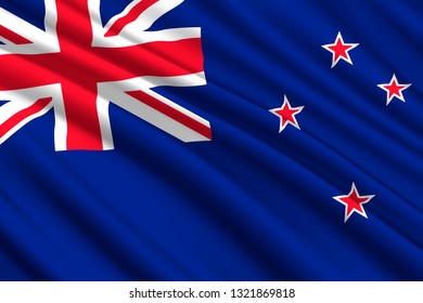 waving flag of New Zealand. Vector illustration