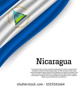 waving flag of Nicaragua on white background. Template for independence day. vector illustration