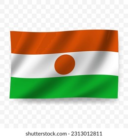 Waving flag of Niger. Illustration of flag on transparent background(PNG).