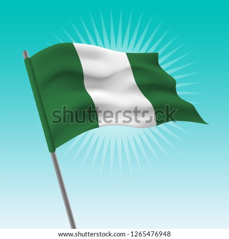 Waving flag of Nigeria. Vector drawing illustration of flag.