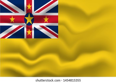 Waving flag of Niue. Vector illustration