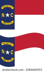 Waving flag of North Carolina State. North Carolina State flag on white background. flat style.