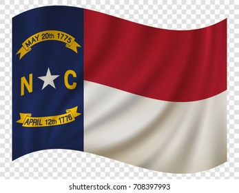 Waving Flag of North Carolina is a state of USA. Vector illustration
