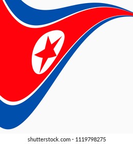 Waving Flag of North Korea on a white background. 