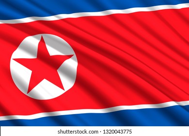 waving flag of North Korea. Vector illustration