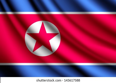 Waving flag of North Korea, vector