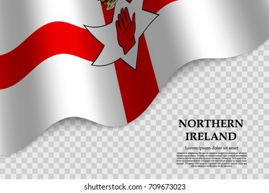 waving flag of Northern Ireland on transparent background. Template for independence day. vector illustration