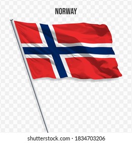 Bandera ondeando Noruega. Ilustración de la bandera de Europa en el asta. Icono vectorial 3d aislado en fondo transparente