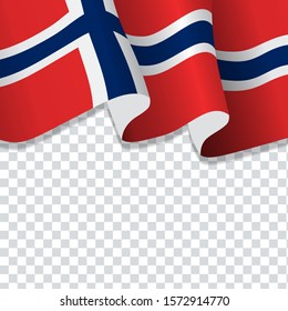 Waving flag of Norway for Independence Day isolated on transparent background