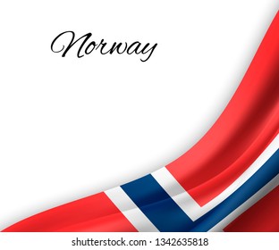 waving flag of Norway on white background. Template for independence day. vector illustration