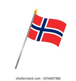 Waving flag of Norway vector illustration, isolated on white background. 