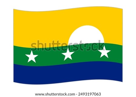 Waving flag of Nueva Esparta State, administrative division of Venezuela. Vector illustration.