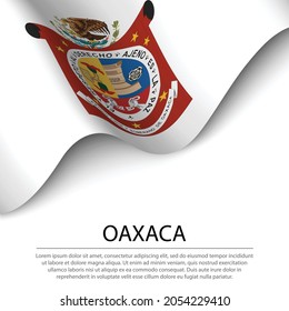 Bandera onduladora de Oaxaca es un estado de México sobre fondo blanco. Plantilla vectorial de banderas o cintas 