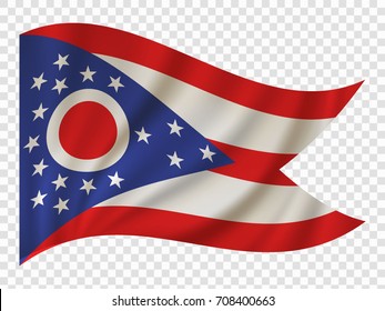 Waving Flag of Ohio is a state of USA. Vector illustration