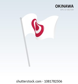Waving flag of Okinawa prefectures of Japan isolated on gray background