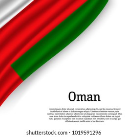 waving flag of Oman on white background. Template for independence day. vector illustration