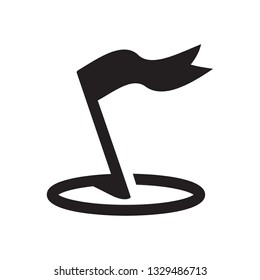 Waving flag on a circular stand with a double-pointed banner