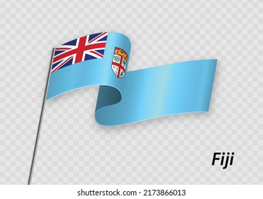 Waving flag of  on flagpole. Template for independence day design