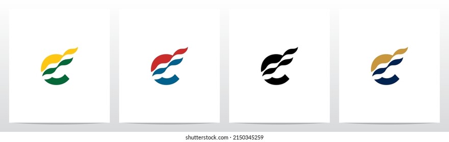 Waving Flag On Letter Logo Design C