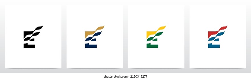 Waving Flag On Letter Logo Design E