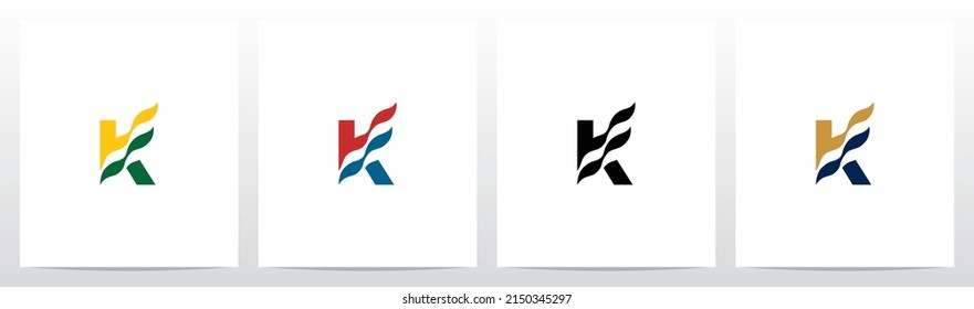 Waving Flag On Letter Logo Design K