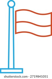 Waving flag on pole Vector