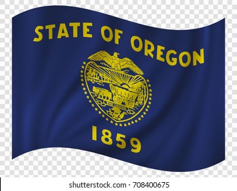 Waving Flag of Oregon is a state of USA. Vector illustration