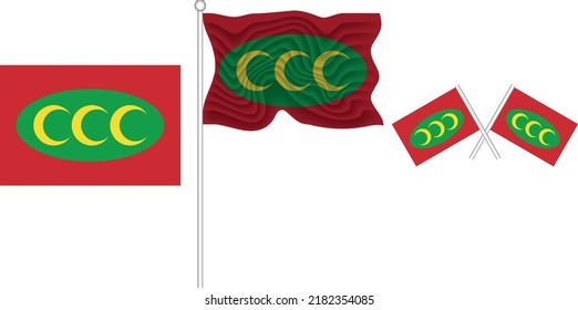 Waving Flag of  Ottoman Empire after 1517 on the white background vector and illustrator