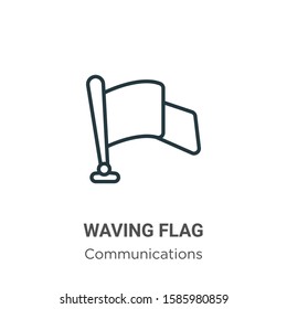 Waving flag outline vector icon. Thin line black waving flag icon, flat vector simple element illustration from editable communications concept isolated on white background