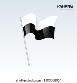 Waving flag of Pahang state and federal territory of Malaysia isolated on gray background