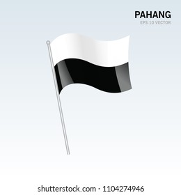 Waving flag of Pahang state and federal territory of Malaysia isolated on gray background