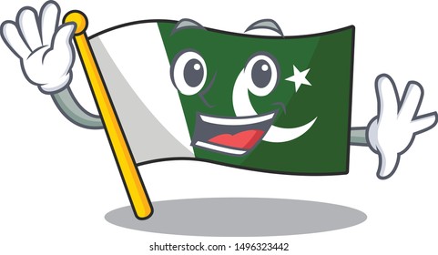 Waving flag pakistan character in shaped mascot