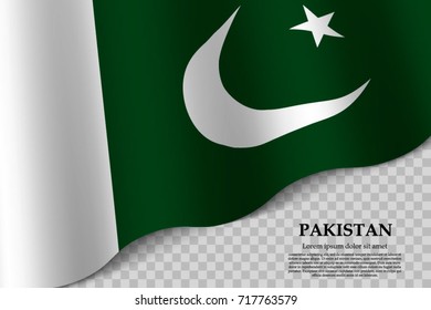 waving flag of Pakistan on transparent background. Template for independence day. vector illustration