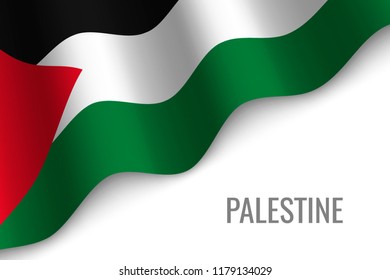 waving flag of Palestine with copyspace. Template for brochure. vector illustration