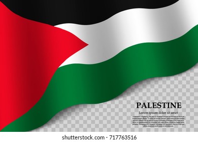 waving flag of Palestine on transparent background. Template for independence day. vector illustration