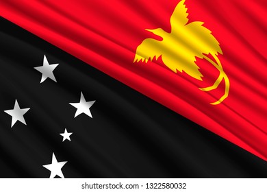 waving flag of Papua New Guinea. Vector illustration