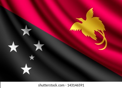 Waving flag of Papua New Guinea, vector