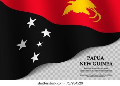 waving flag of Papua New Guinea on transparent background. Template for independence day. vector illustration
