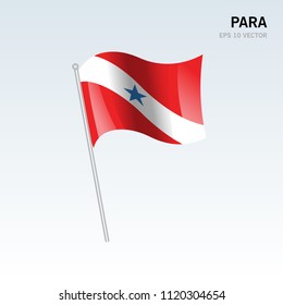 Waving flag of Para states,federal district of Brazil isolated on gray background