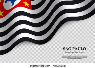 waving flag of São Paulo is a state of Brazil on transparent background. Template for banner or poster. vector illustration