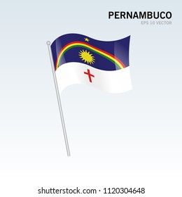 Waving flag of Pernambuco states,federal district of Brazil isolated on gray background