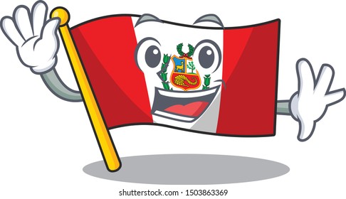 Waving flag peru character shaped on cartoon