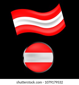 Waving flag of Peru. Flag has real fabric texture. Vector illustration