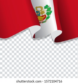 Waving flag of Peru for independence Day isolated on transparent background