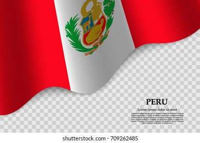waving flag of Peru on transparent background. Template for independence day. vector illustration