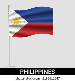 Waving Flag Philippines On Flagpole Template Stock Vector (Royalty Free ...