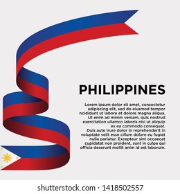 waving flag of Philippines on white background. Template for independence day. vector illustration - Vector