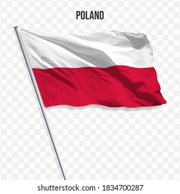 Bandera ondeando de Polonia. Ilustración de la bandera de Europa en el asta. Icono vectorial 3d aislado en fondo transparente