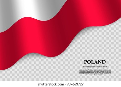 waving flag of Poland on transparent background. Template for independence day. vector illustration